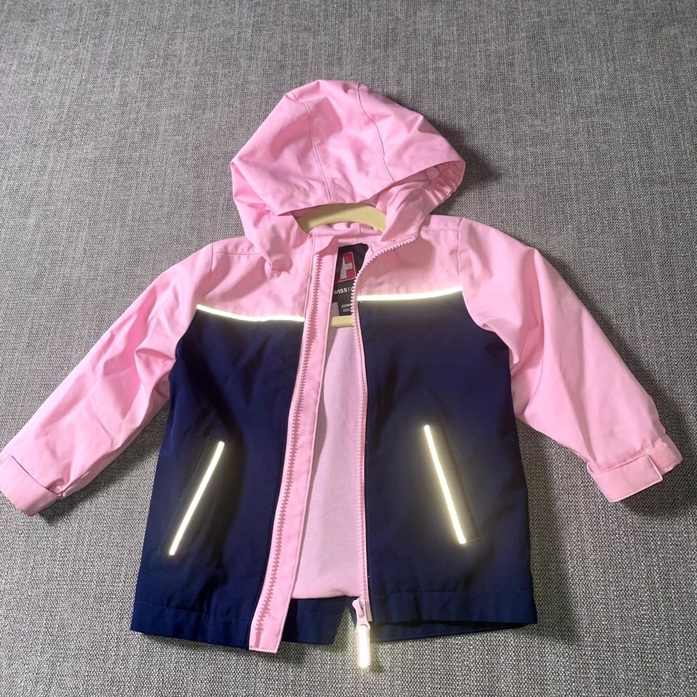 Swisstech Jacket Girls 2T Pink Blue Colorblock Full Zip Thermal Hooded Outerwear